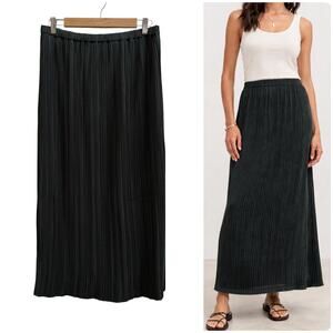 Club Monaco Green Pleated Lined Elastic Waistband Pull On Maxi Skirt Medium